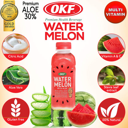 OKF Watermelon Aloe Vera Drink – Real Juice & Gel, 16.9 oz (6 Pack)