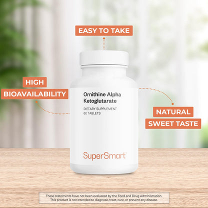 Supersmart OKG 10g per Day - L-Ornithine Alpha Ketoglutarate Supplement - 60 Tablets