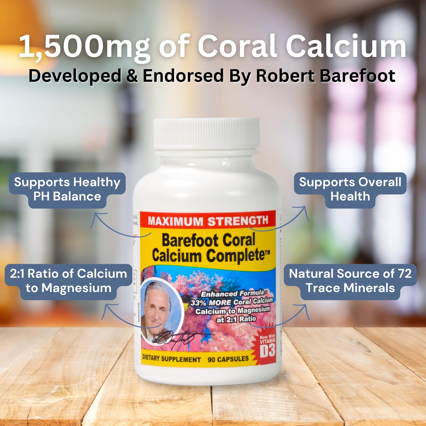 Barefoot Coral Calcium Complete 1500mg – 90 Capsules | Calcium, Magnesium & Vitamin D3