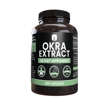 Okra Extract Capsules – Pure Original Ingredients (365 Capsules) No Magnesium or Rice Fillers | Lab Verified