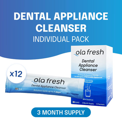 Ola Fresh Dental Appliance Cleanser - Mint Powder for Dentures & Retainers | 24 Packets
