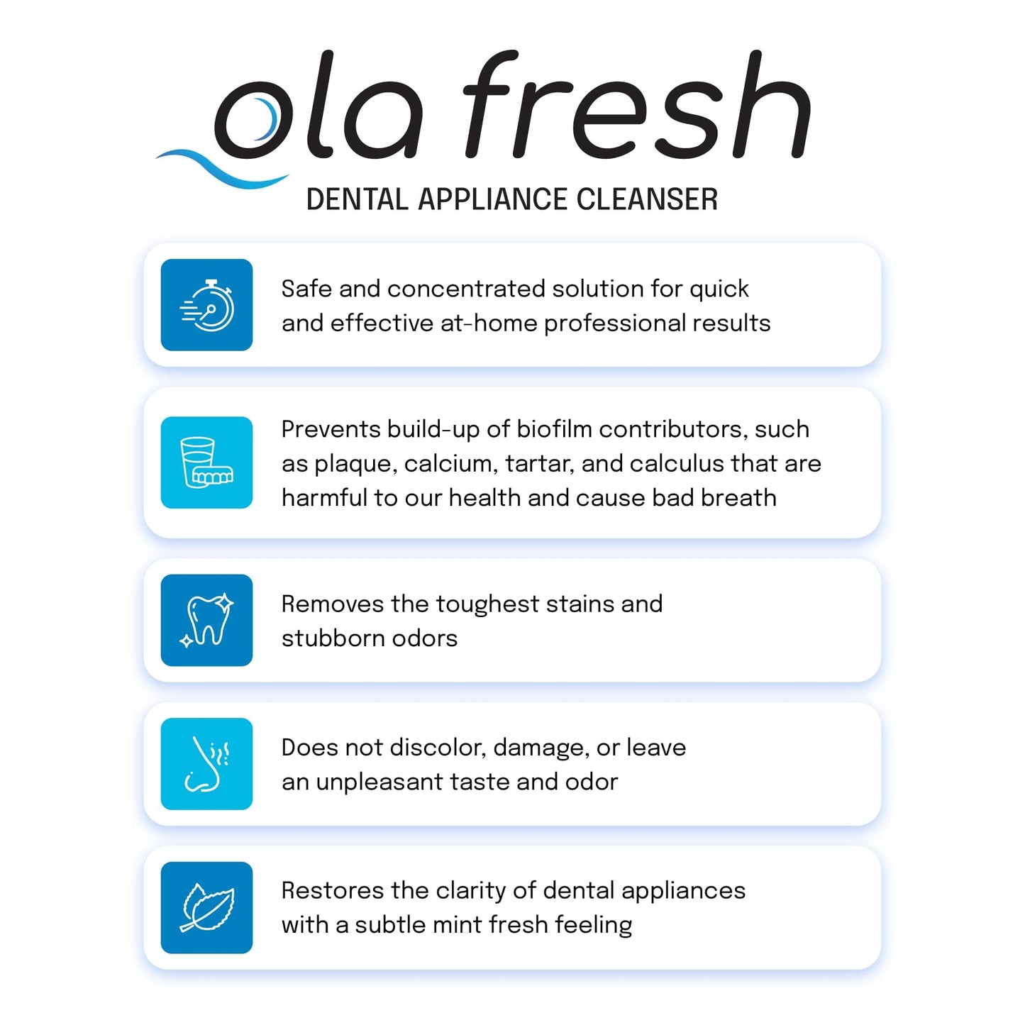 Ola Fresh Dental Appliance Cleanser - Mint Powder for Dentures & Retainers | 24 Packets
