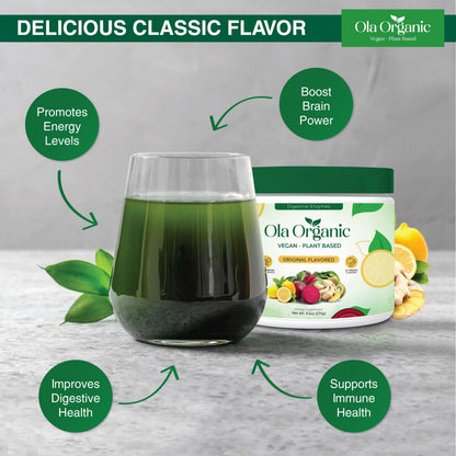 Ola Organic Greens Superfood Powder – 11 Cruciferous Vegetables, Immune Support, 270g Jar