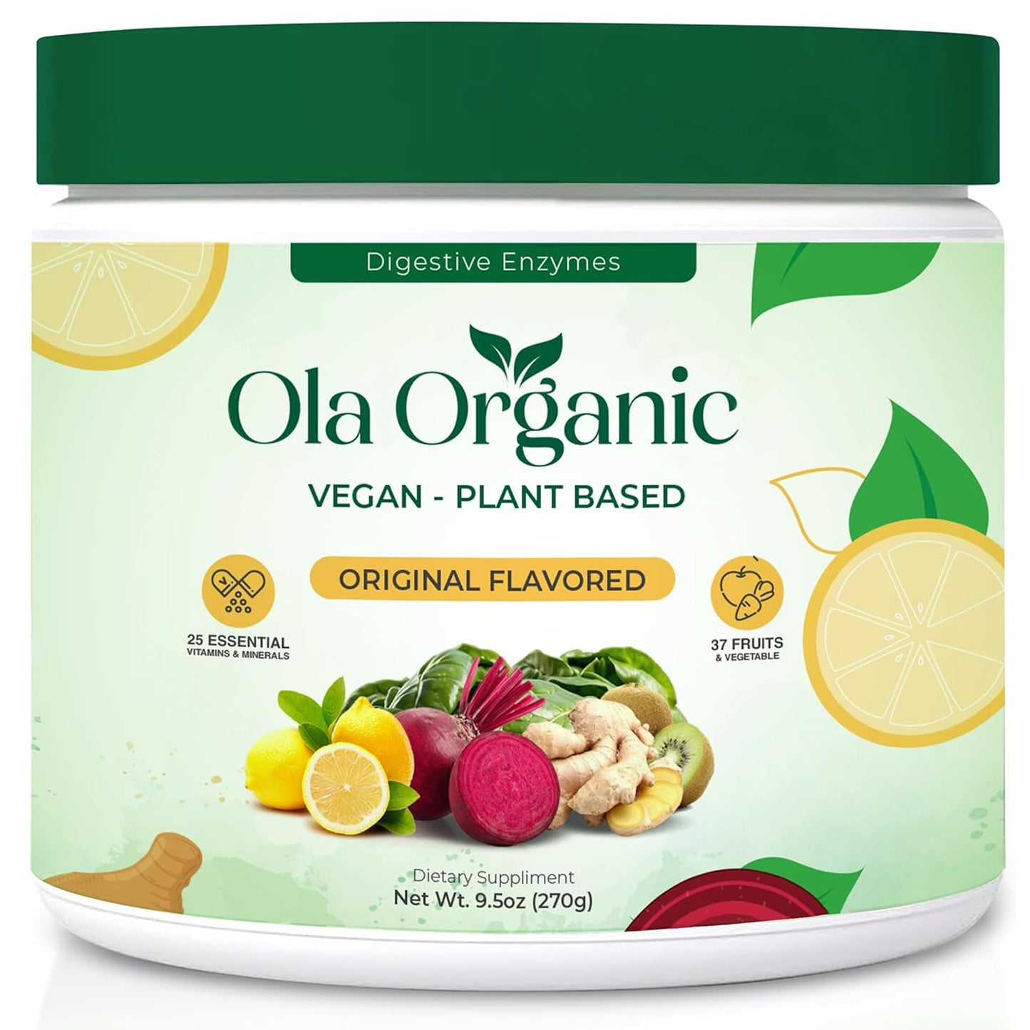 Ola Organic Greens Superfood Powder – 11 Cruciferous Vegetables, Immune Support, 270g Jar