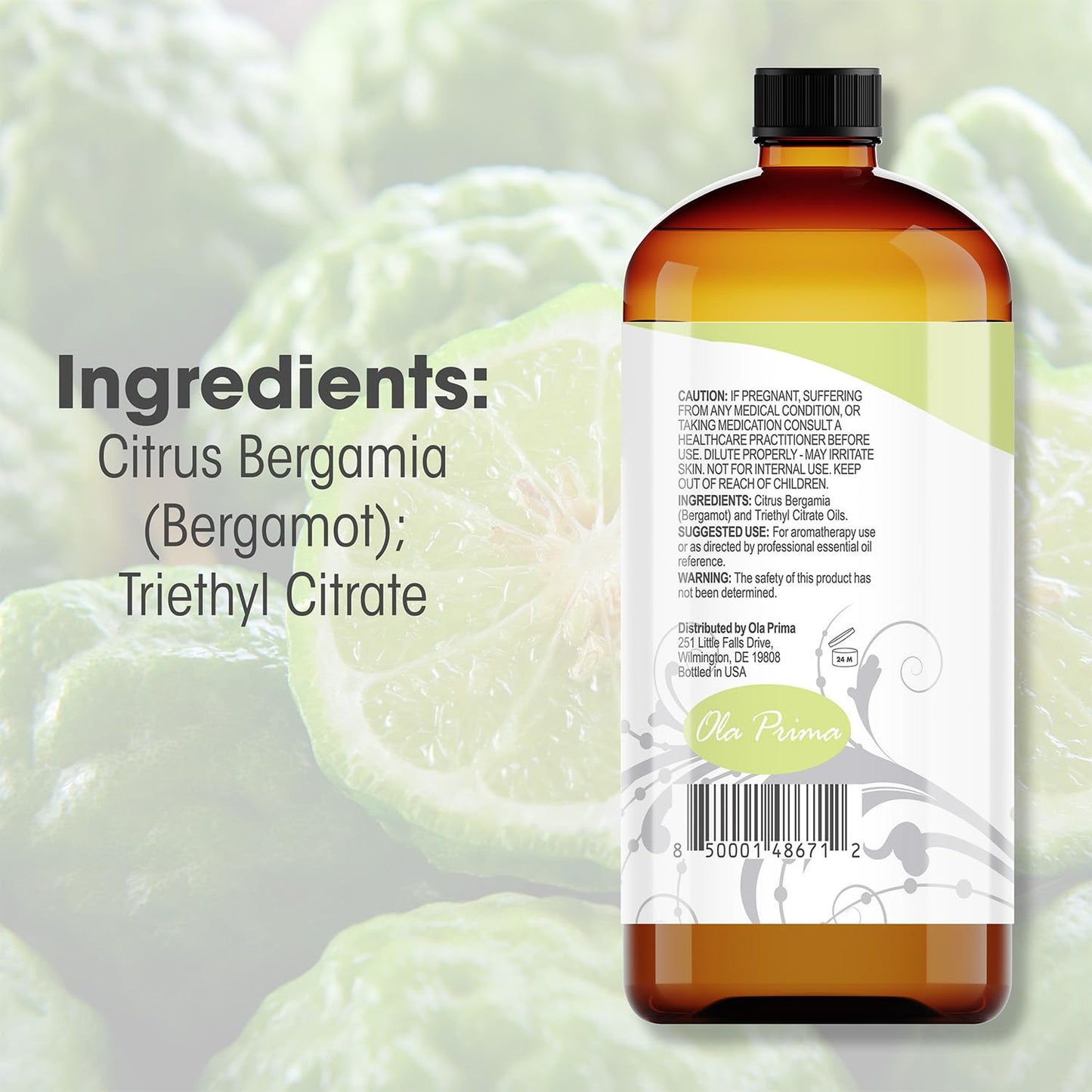 Ola Prima Oils Bergamot Essential Oil 16oz | Therapeutic Grade