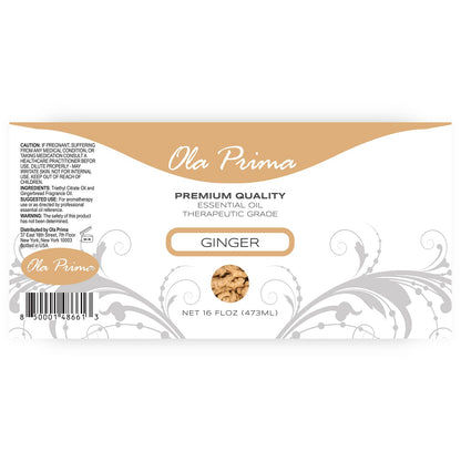 Ola Prima Ginger Essential Oil (16 oz Bulk) – Therapeutic Grade for Aromatherapy, Diffusers, Cleaning, Lotions, Bath Bombs, Scrubs, & Candles