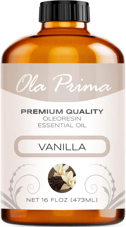 Ola Prima Vanilla Essential Oil 16oz – Therapeutic Grade Big Bottle for Aromatherapy, Diffusers & Candle Making, Vanilla Candle Scent