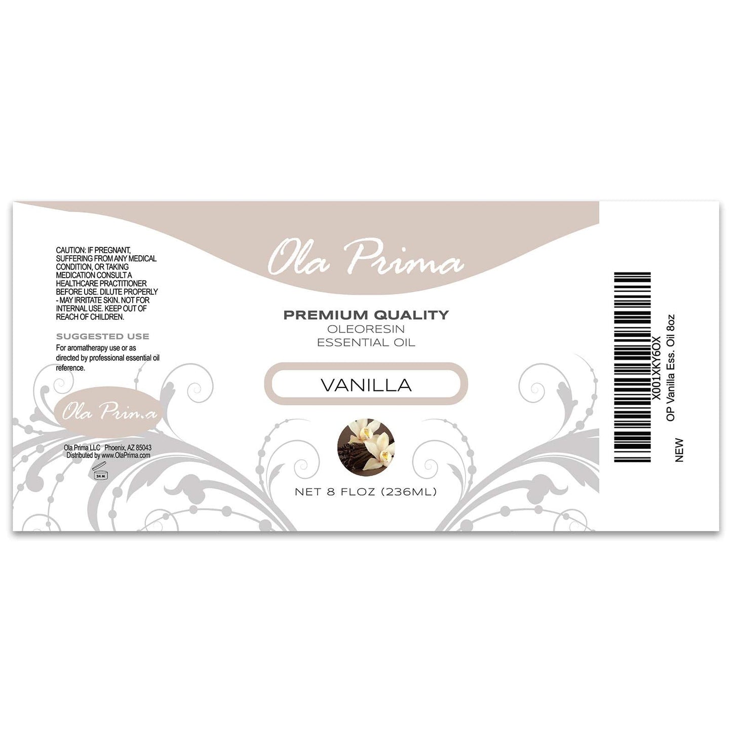 Ola Prima Vanilla Essential Oil 8oz | Therapeutic Aromatherapy