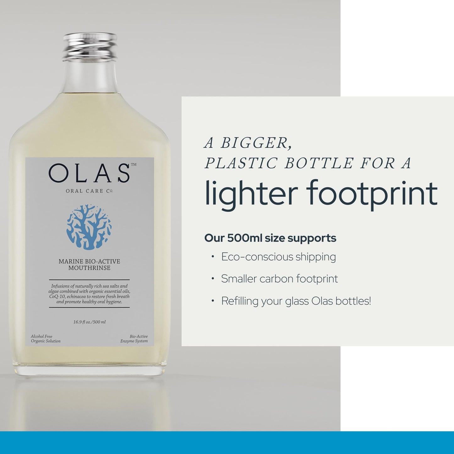 Olas Alcohol Free Mouthwash & Rinse – Marine Bio-Active, Fluoride Free (3 x 1 fl oz)