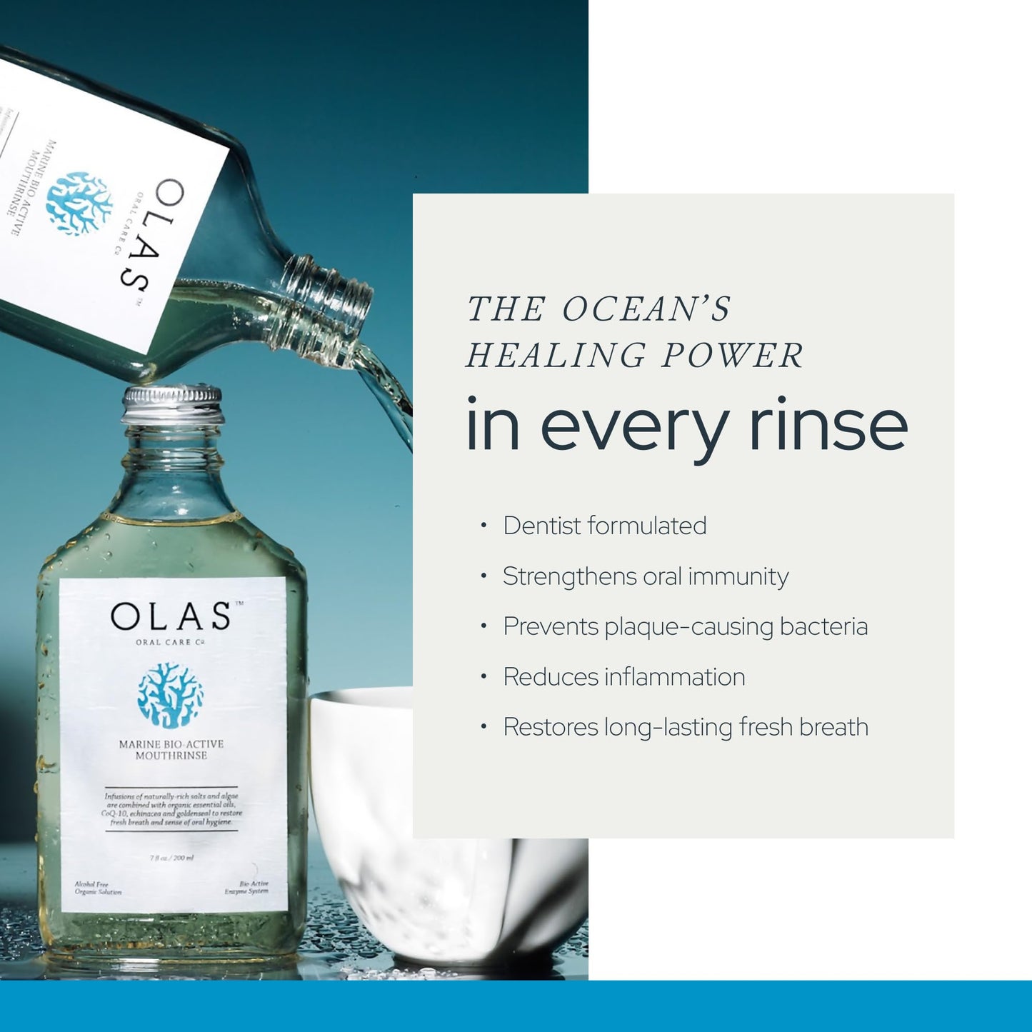 Olas Alcohol Free Mouthwash – Marine Bio-Active Rinse (Fluoride Free, 200 ml)