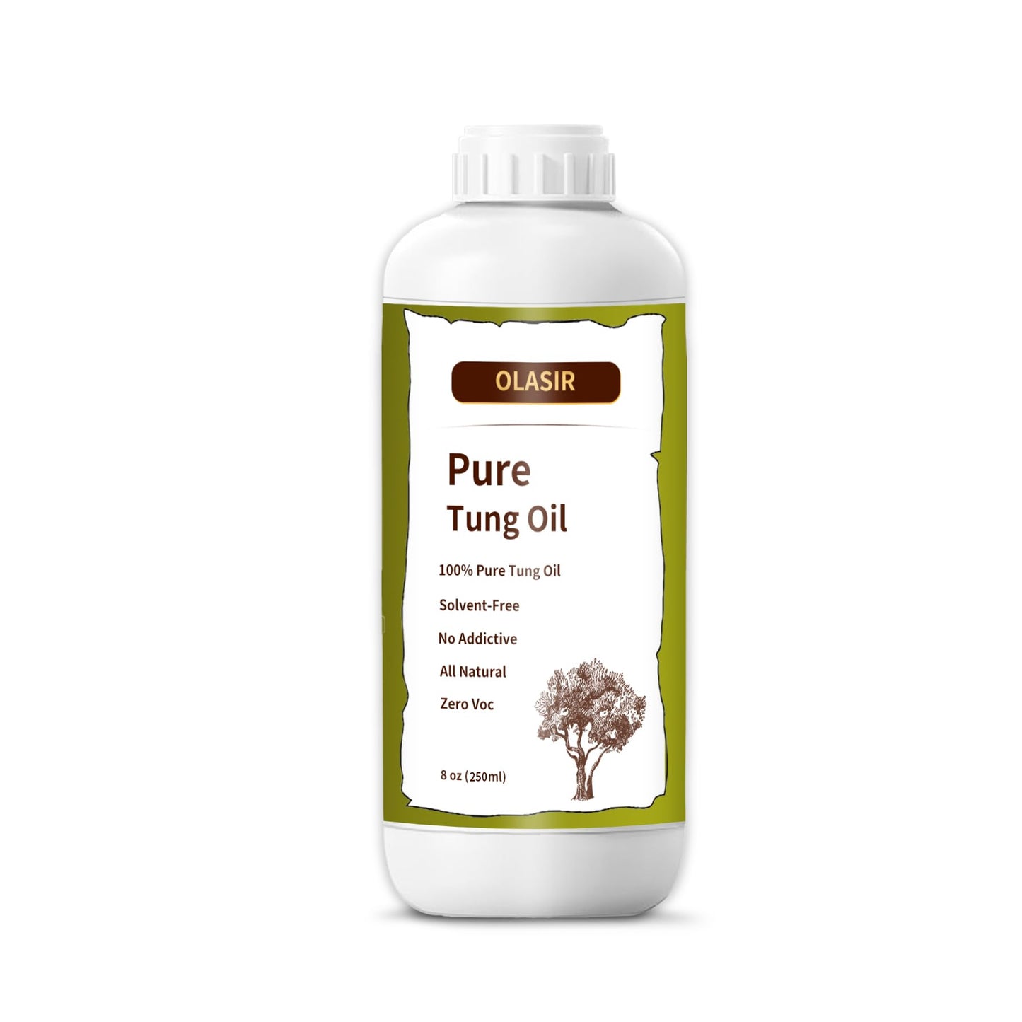 OLASIR 8 oz 100% Natural Tung Oil – Food-Grade, Waterproof Wood Finish