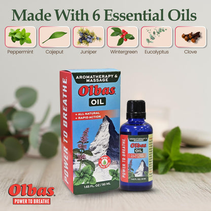 Olbas Massage and Aromatherapy Oil - 1.65 Fl Oz | Swiss Herbal Remedies for Muscle Relaxation & Pain Relief