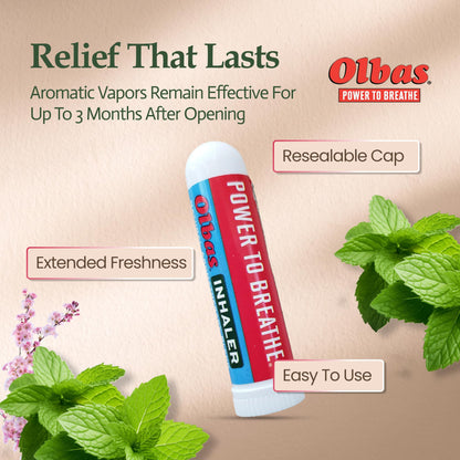 Olbas Inhaler Aromatherapy (285 mg) — Pocket-Sized Natural Essential Oil Inhaler for Clear Breathing