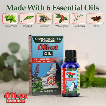 Olbas Massage and Aromatherapy Oil – 1.01 fl oz | Swiss Herbal Remedies for Muscle Relief