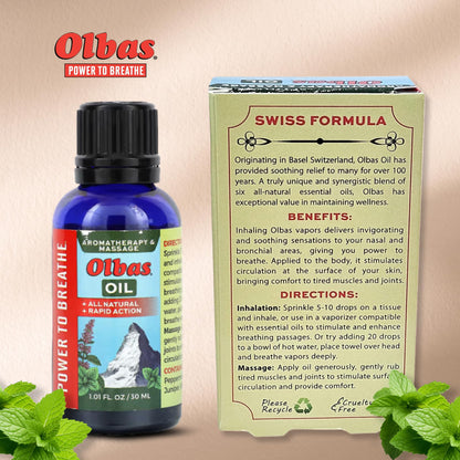 Olbas Massage and Aromatherapy Oil – 1.01 fl oz | Swiss Herbal Remedies for Muscle Relief