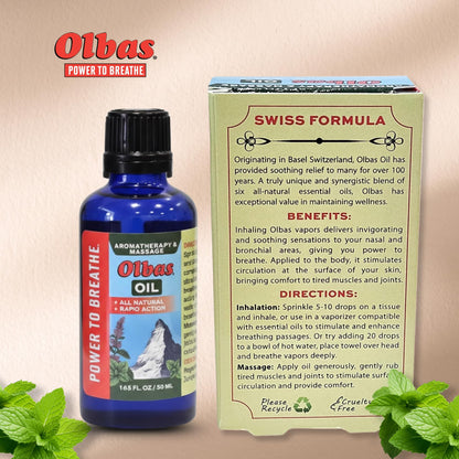 Olbas Massage and Aromatherapy Oil - 1.65 Fl Oz | Swiss Herbal Remedies for Muscle Relaxation & Pain Relief
