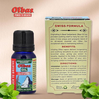 Olbas Massage and Aromatherapy Oil 0.32 Fl Oz – Swiss Herbal Remedies for Muscle Relaxation & Pain Relief