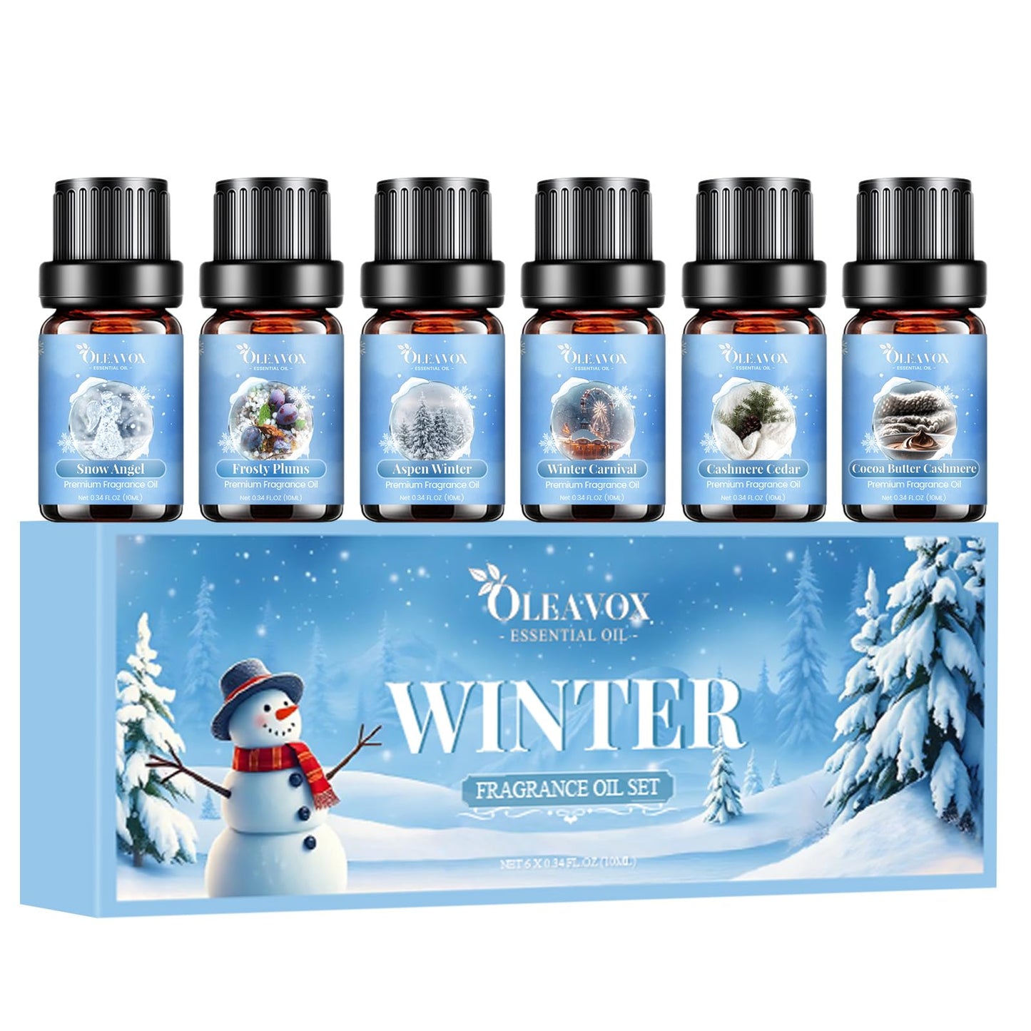 Winter Essential Oils Set – 6 Premium Holiday Fragrance Oils for Diffuser, Candle & Soap