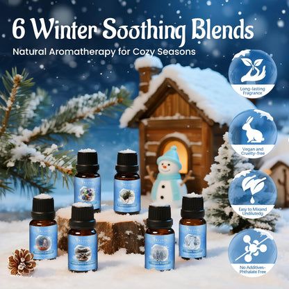 Winter Essential Oils Set – 6 Premium Holiday Fragrance Oils for Diffuser, Candle & Soap