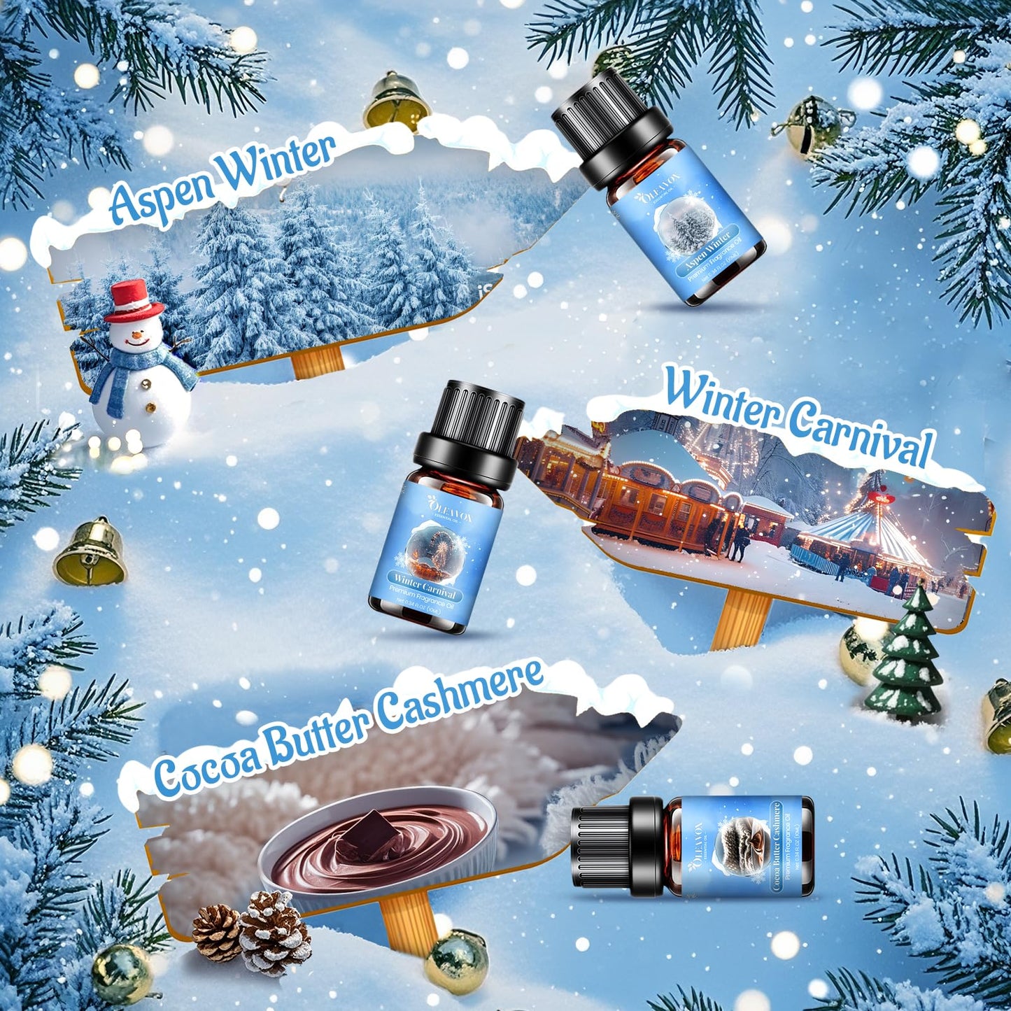 Winter Essential Oils Set – 6 Premium Holiday Fragrance Oils for Diffuser, Candle & Soap