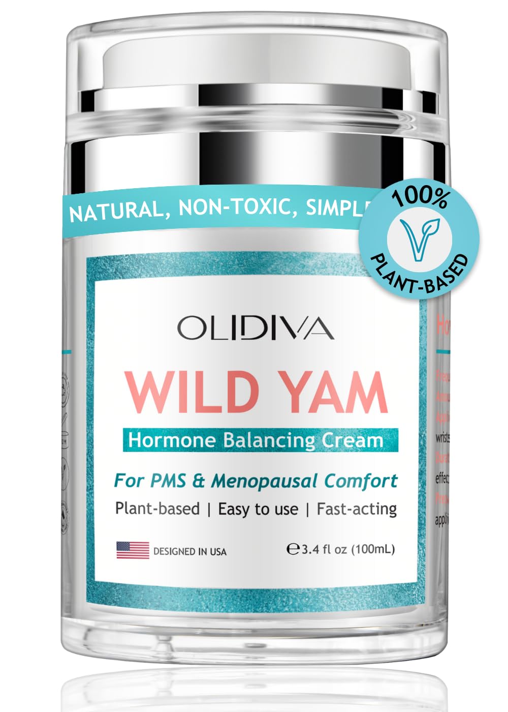 Olidiva Wild Yam Cream – Hormone Balance for Women | PMS & Menopause Support | 3.4 oz