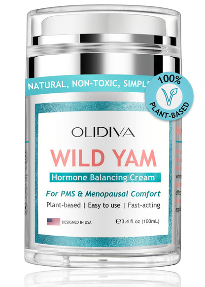 Olidiva Wild Yam Cream – Hormone Balance for Women | PMS & Menopause Support | 3.4 oz