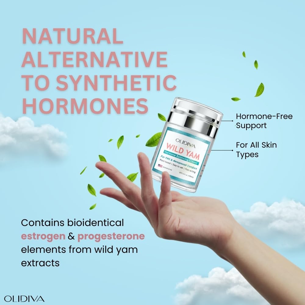 Olidiva Wild Yam Cream – Hormone Balance for Women | PMS & Menopause Support | 3.4 oz