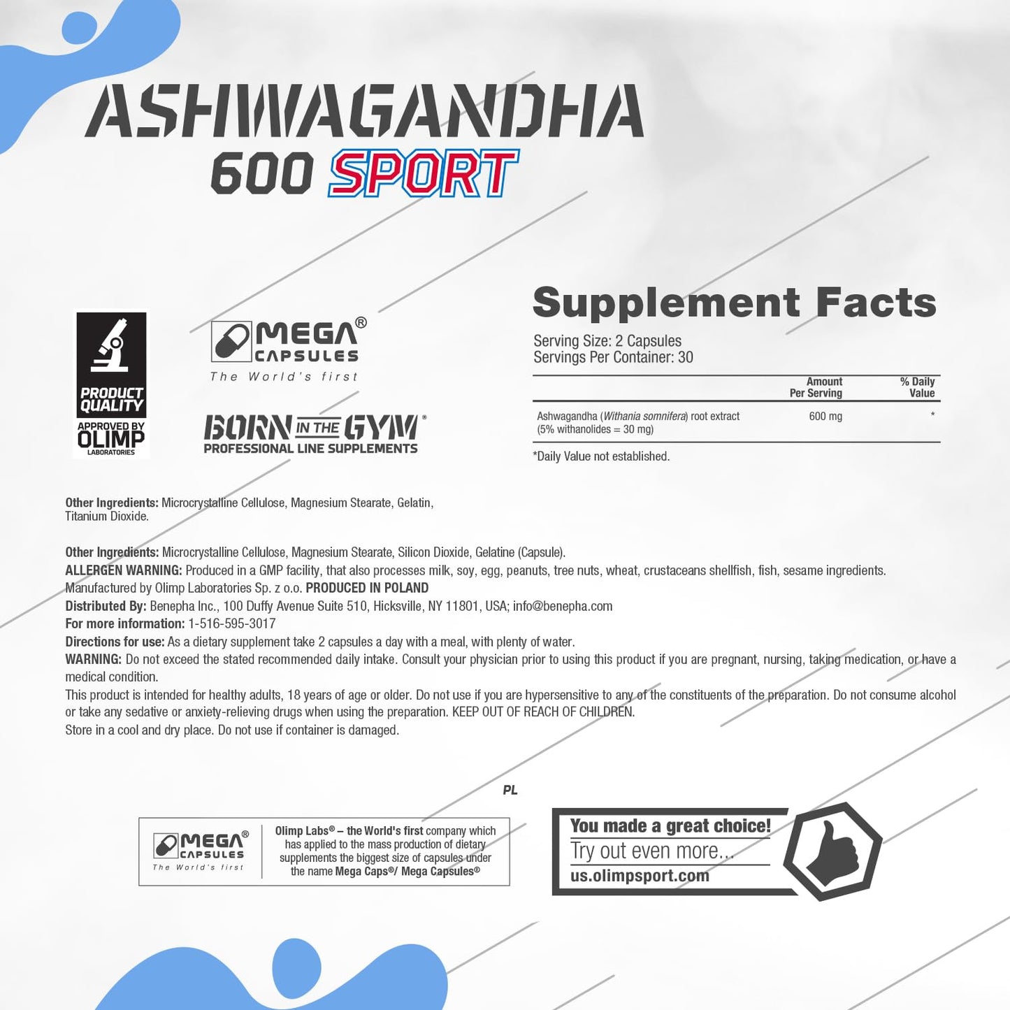 OLIMP Ashwagandha KSM-66 – 60 Vegan Capsules | Organic Adaptogen