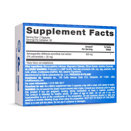 OLIMP Ashwagandha KSM-66 – 60 Vegan Capsules | Organic Adaptogen