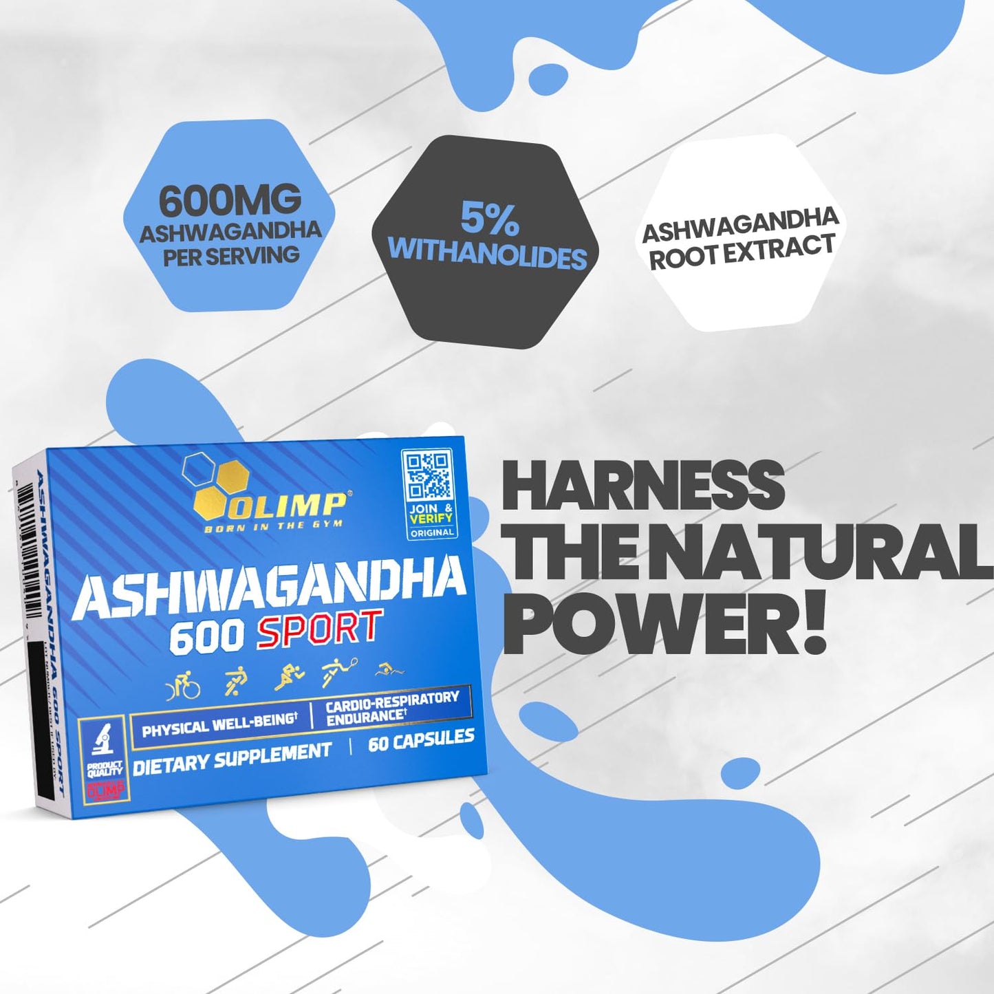 OLIMP Ashwagandha KSM-66 – 60 Vegan Capsules | Organic Adaptogen