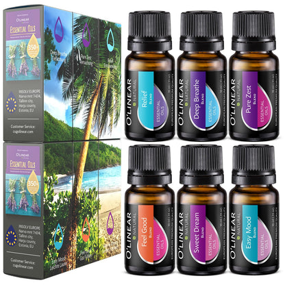 O'linear Essential Oils 6 Blends Set – Diffuser Oils for Humidifiers and Aromatherapy