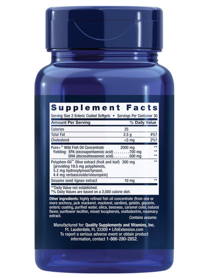 Life Extension Super Omega-3 EPA/DHA with Olive Extract & Sesame Lignans
