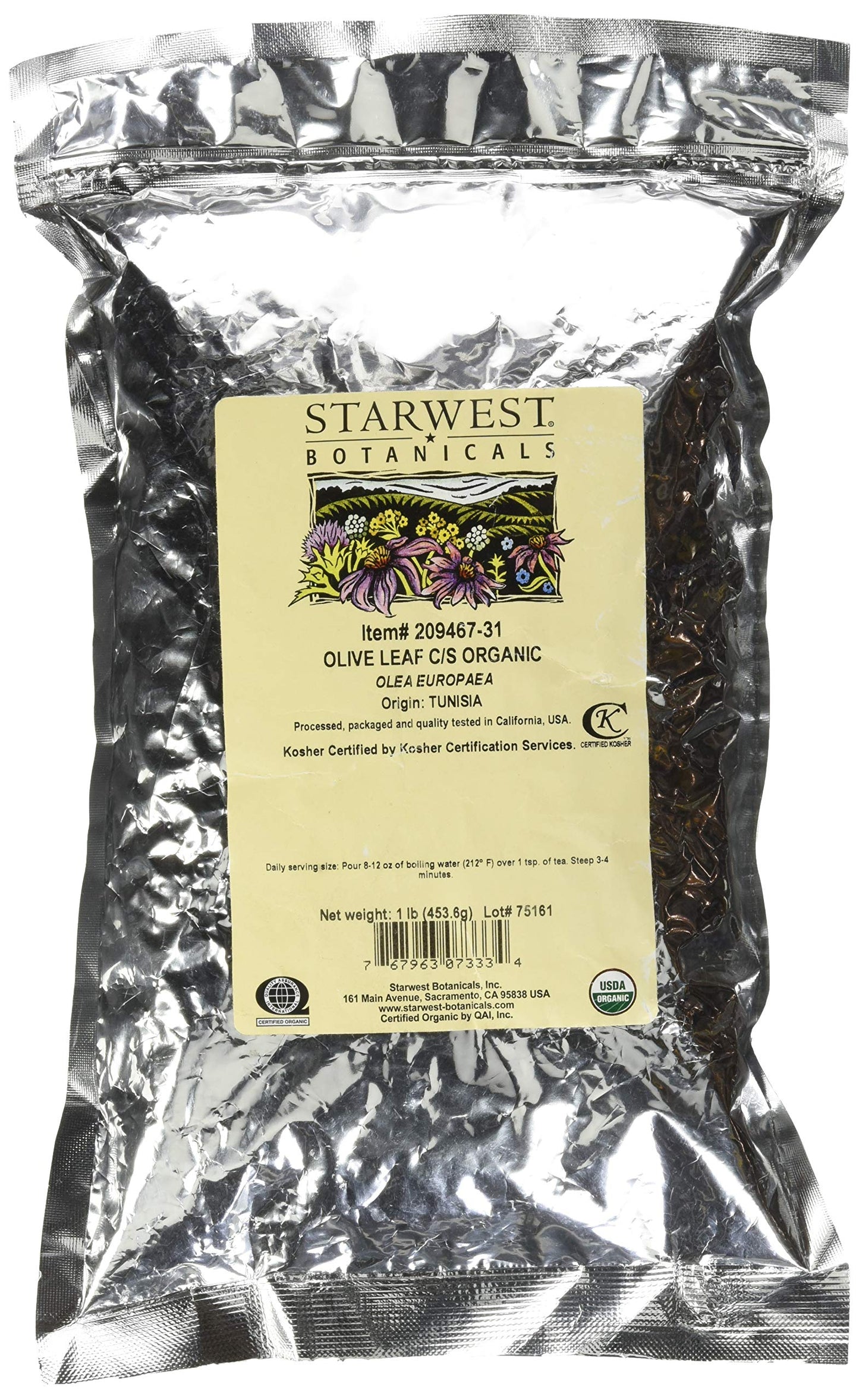 Starwest Botanicals Olive Leaf Cut and Sifted, 1 Pound – Herbal Supplement