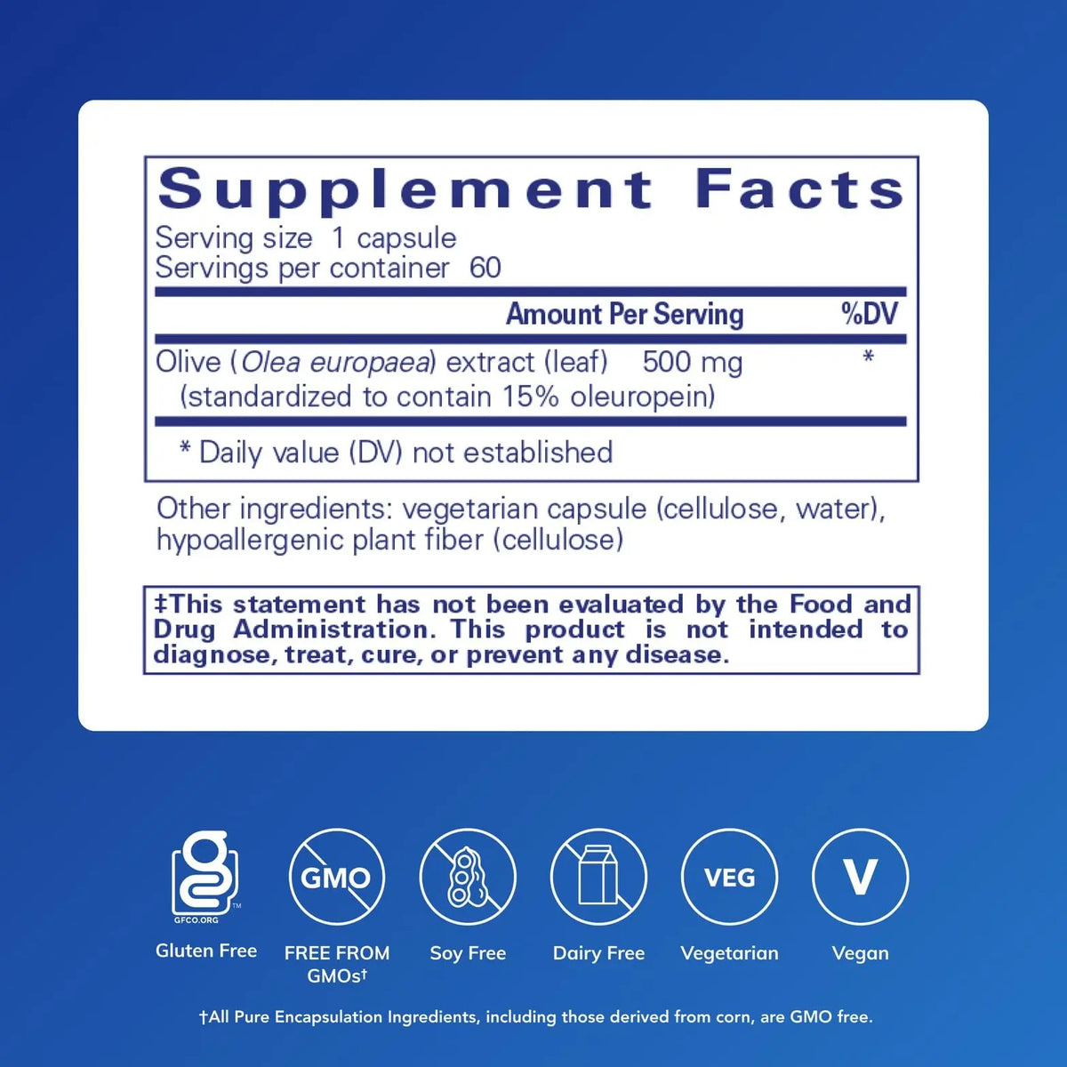 Pure Encapsulations Olive Leaf Extract – Hypoallergenic Immune Support, 60 Capsules BritishVita | Premium UK Vitamins & Wellness Supplements