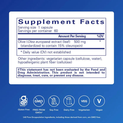Pure Encapsulations Olive Leaf Extract – Hypoallergenic Immune Support, 60 Capsules BritishVita | Premium UK Vitamins & Wellness Supplements