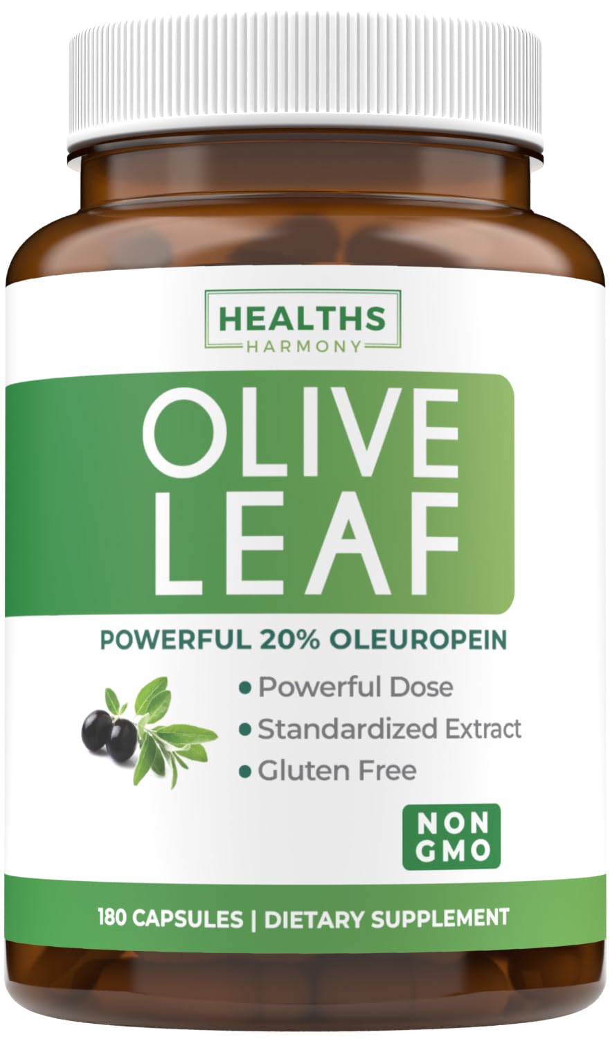 Olive Leaf Extract Capsules 750mg – 20% Oleuropein | Vegan, Non-GMO, Made in USA