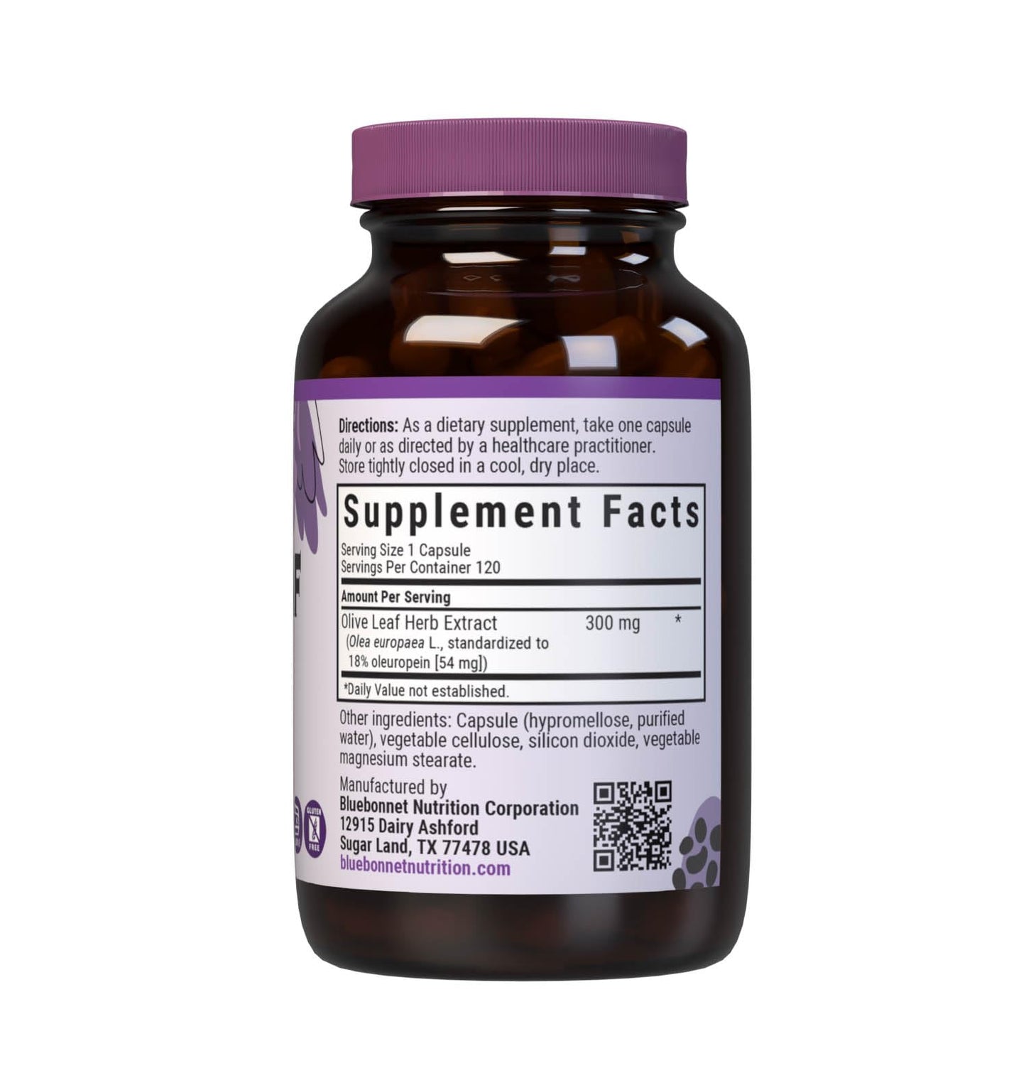 BlueBonnet Nutrition Olive Leaf Herb Extract - Immune & Heart Health Support, 120 Veg Capsules | Gluten-Free, Soy-Free, Kosher, Non-GMO, Vegan