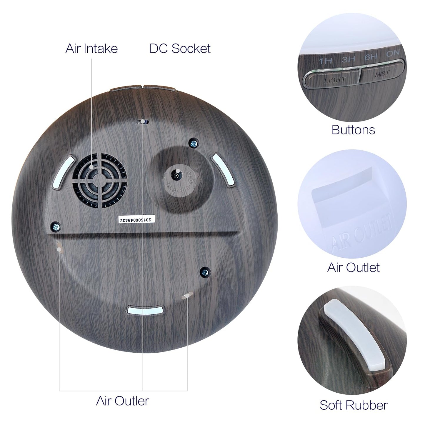 OliveTech Aroma Essential Oil Diffuser 400ml – Wood Grain Ultrasonic Humidifier