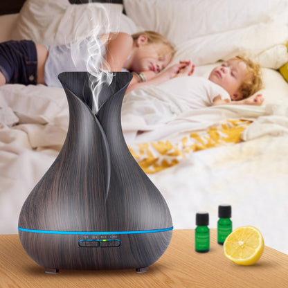 OliveTech Aroma Essential Oil Diffuser 400ml – Wood Grain Ultrasonic Humidifier