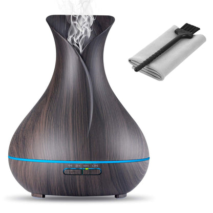 OliveTech Aroma Essential Oil Diffuser 400ml – Wood Grain Ultrasonic Humidifier