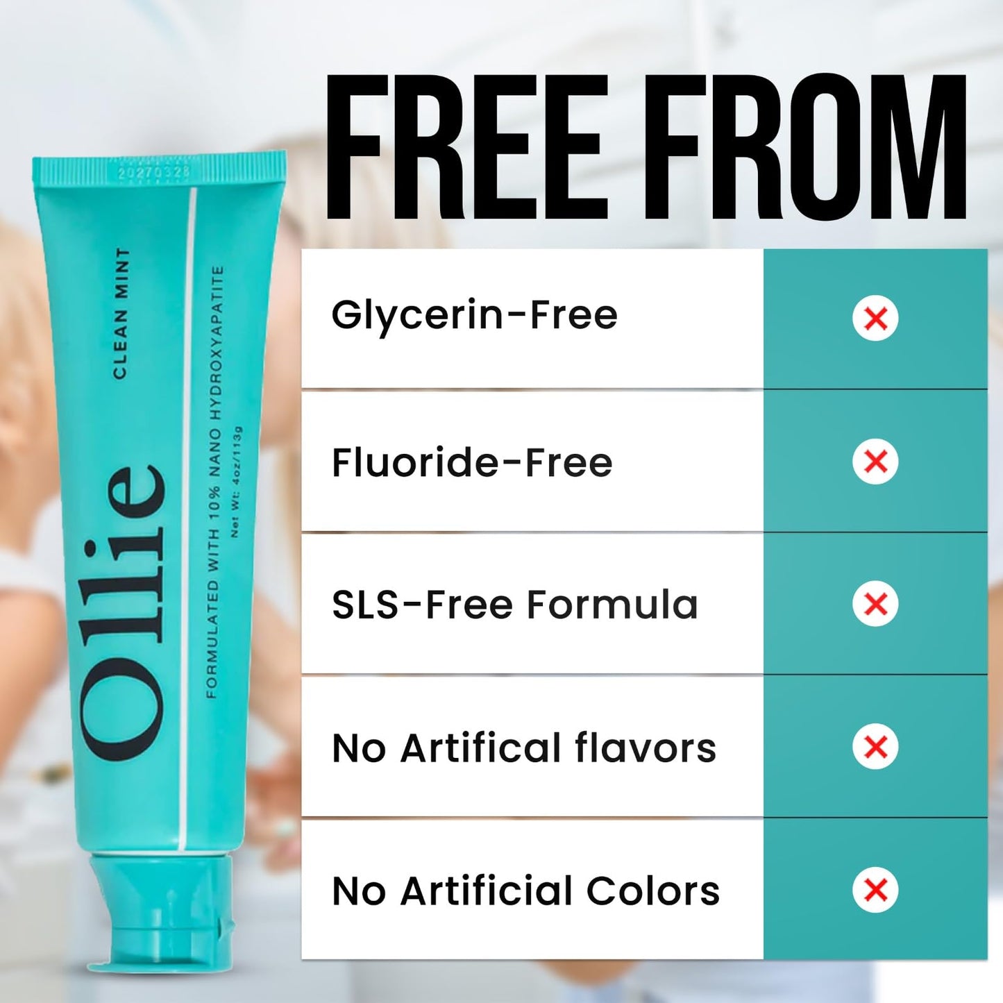 Ollie Clean Mint Nano Hydroxyapatite Toothpaste – 4oz, 10% HA