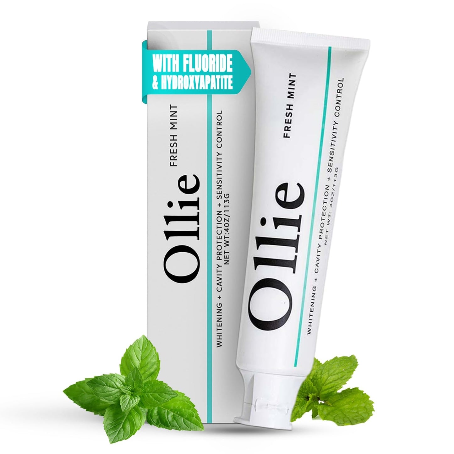 Ollie Fresh Mint Toothpaste 4oz | Cavity Protection & Gentle Whitening