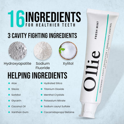 Ollie Fresh Mint Toothpaste 4oz | Cavity Protection & Gentle Whitening