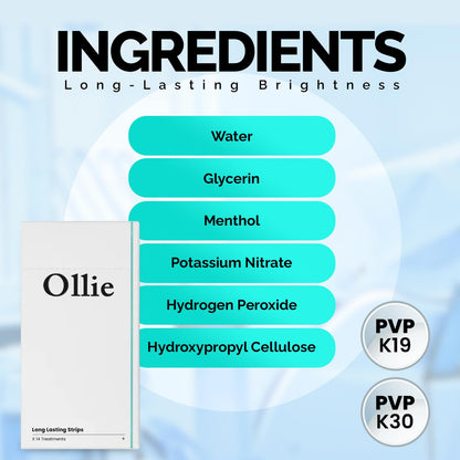 Ollie Teeth Whitening Strips – 28 PCs, 14 Treatments, Shade Guide Included | Non-Sensitive, Super Sticky