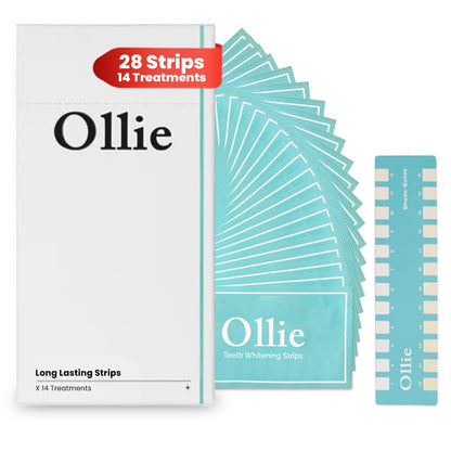 Ollie Teeth Whitening Strips – 28 PCs, 14 Treatments, Shade Guide Included | Non-Sensitive, Super Sticky