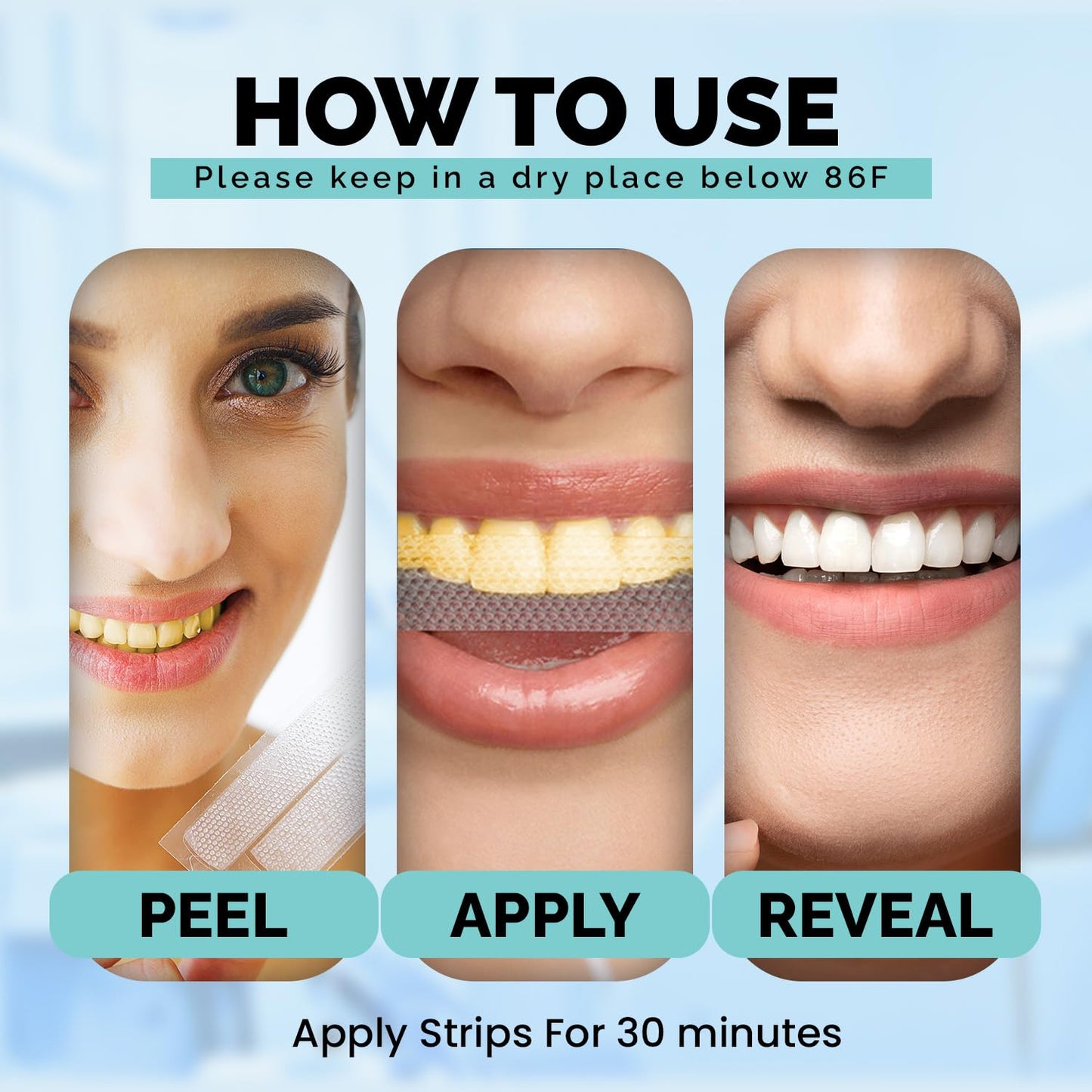 Ollie Teeth Whitening Strips – 28 PCs, 14 Treatments, Shade Guide Included | Non-Sensitive, Super Sticky