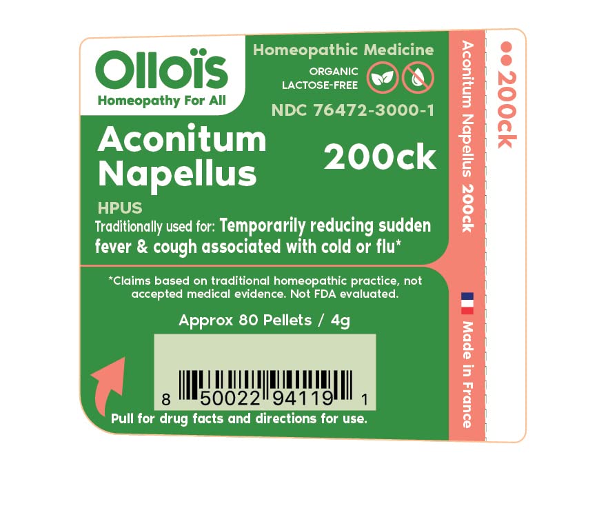 OLLOIS Aconitum Napellus 200ck | Organic, Lactose-Free, Vegan Homeopathic Medicine – 80 Pellets (Pack of 1)