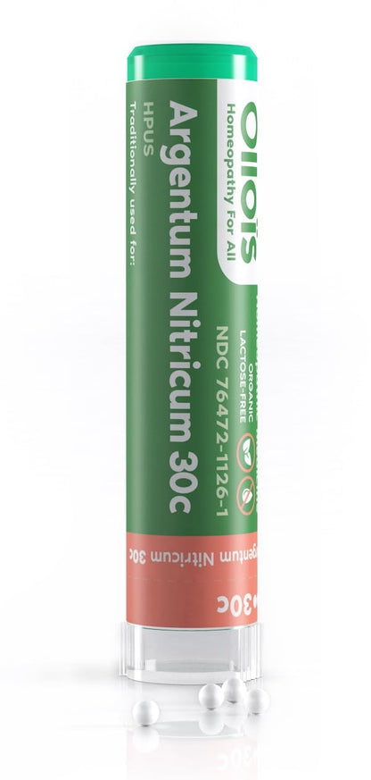 OLLOIS Argentum Nitricum 30C Organic – Lactose-Free Homeopathic Medicine, 80 Pellets