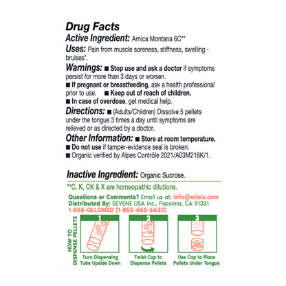 OLLOIS Arnica Montana 6C – Organic, Lactose-Free Homeopathic Pellets (80 Pellets)