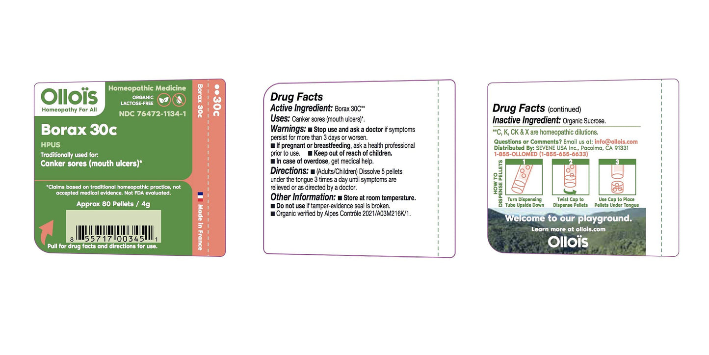 OLLOIS Borax 30C Organic Lactose-Free Homeopathic Pellets - 80 Pellets (Pack of 1)